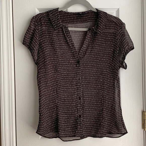 Semi-Sheer H&M Black & White Button Down Blouse - Picture 1 of 7